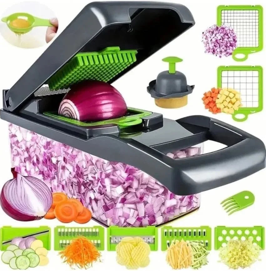 Cortador manual de verduras 14 en 1 con recipiente | MimaNido